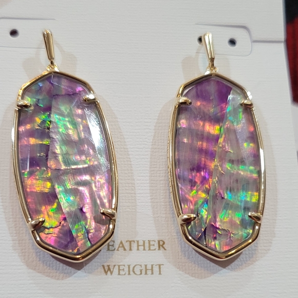 NWT KENDRA SCOTT FACETED ELLE EARRINGS GOLD PURPLE MULTICOLOR - Picture 5 of 8